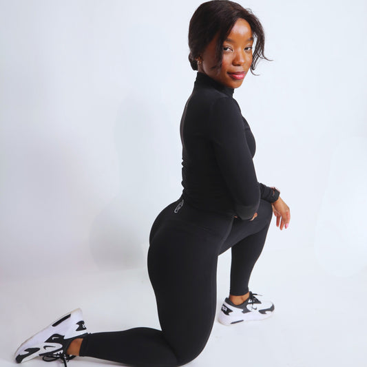 Snatched Corset Full Zip Jacket In The Colour Warm Black